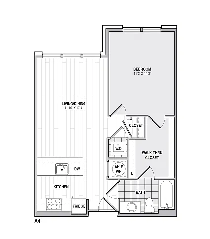 Floor plan 1Bed/1Bath-A4