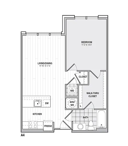 Floor plan 1Bed/1Bath-A4