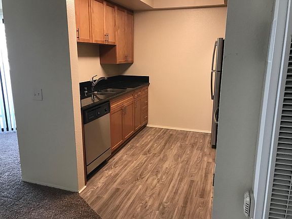Left side of kitchen with plank flooring