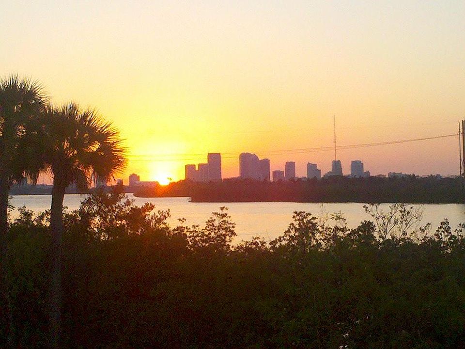 Sunset from the third-floor balcony.