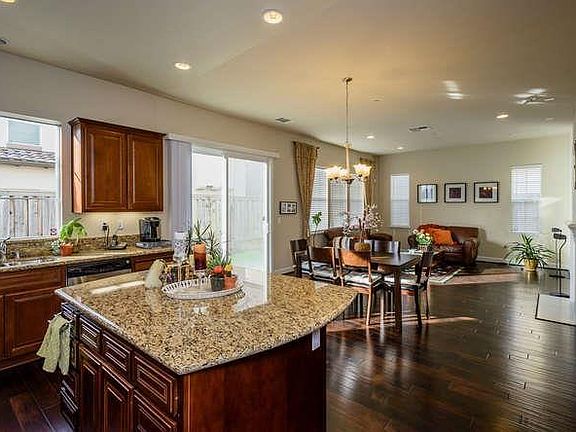 kitchen island and dining room