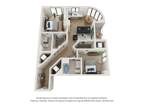 Floor plan 2 Bed/2 Bath-D