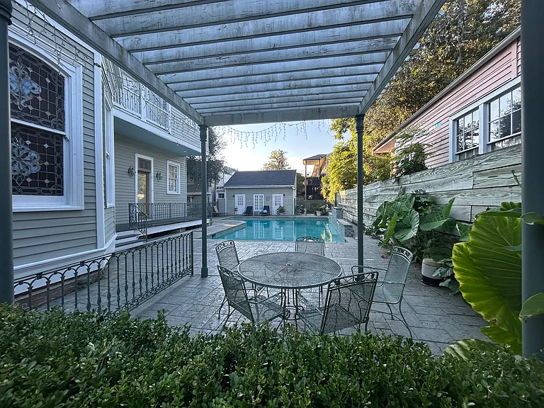 Backyard poolside patio