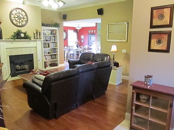 living room and bookcases