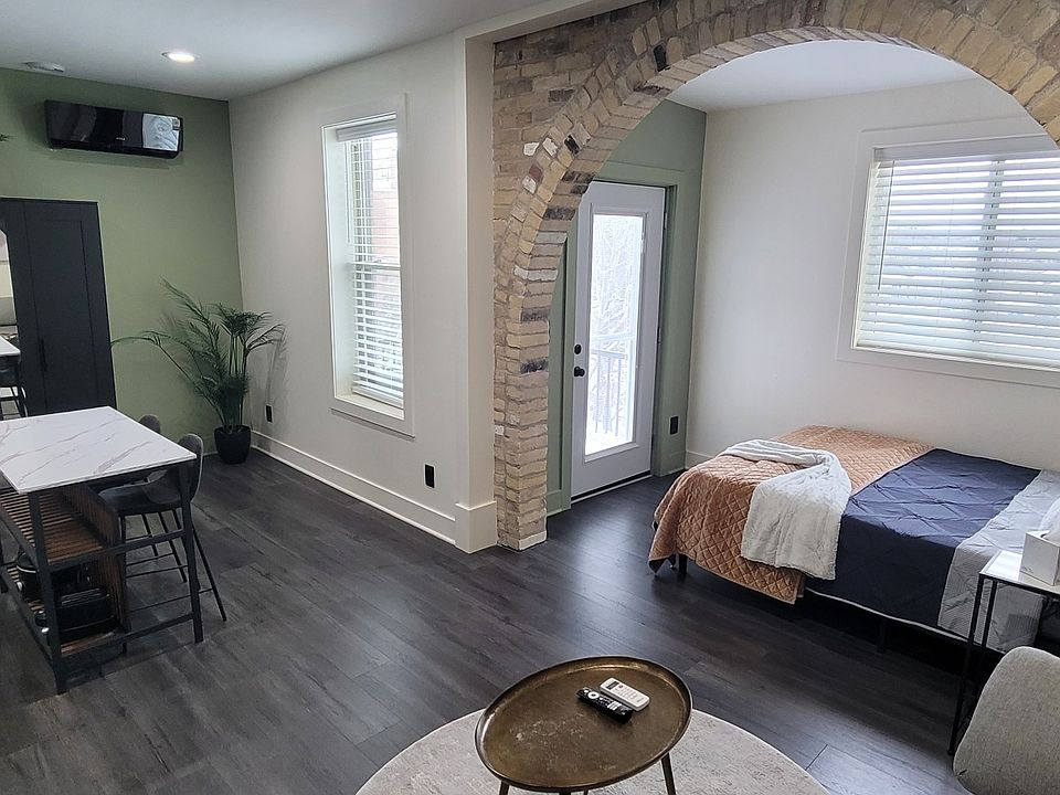 View as you enter the studio. There is a small private balcony off of the sleeping area.