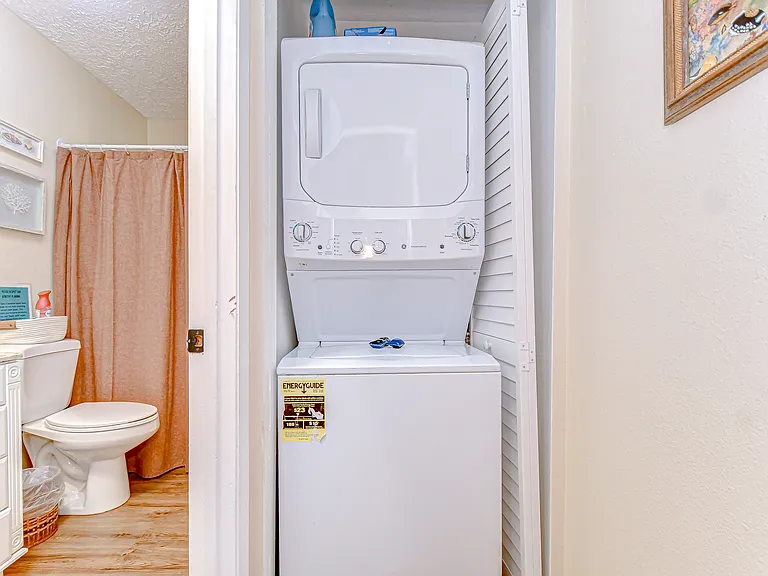 washer and dryer are located inside the unit