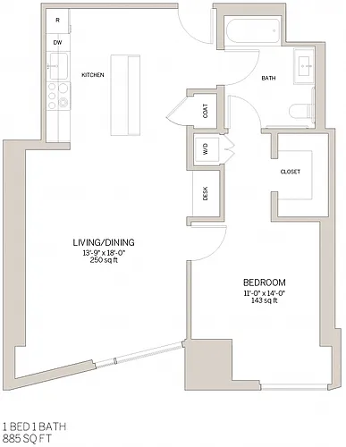 Floor plan One Bedroom - C