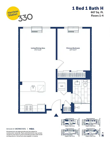 Floor plan 1 Bed 1 Bath H