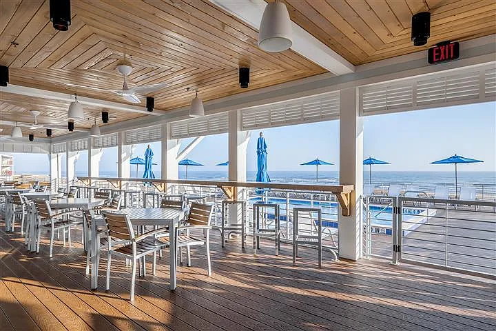 Beach Club Restaurant and Bar overlooking the Gulf of Mexico.