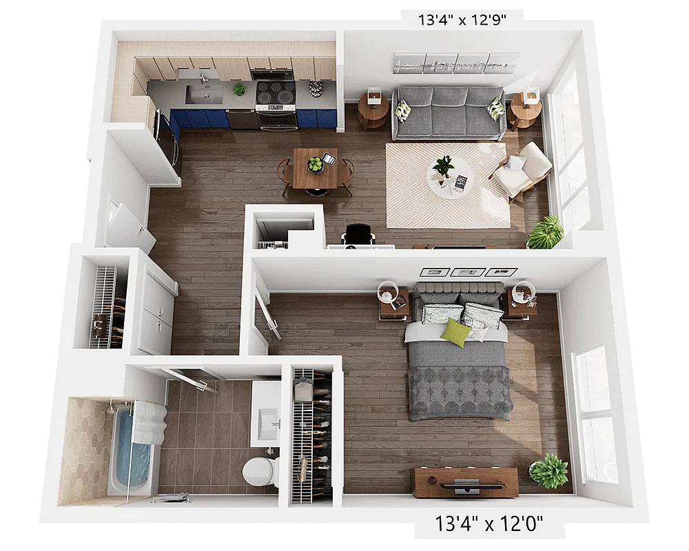 Floor plan One Bedroom A1S