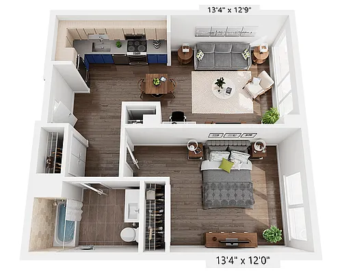 Floor plan One Bedroom A1S