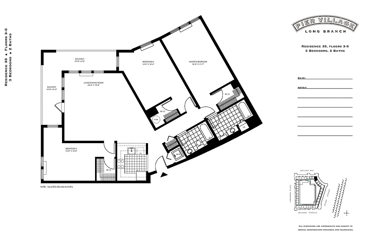 Floor plan P1 3BR 2BA (1606 SF)