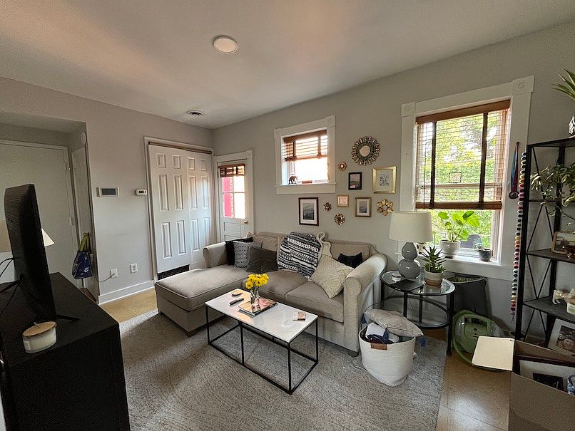 living room and exterior deck windows
