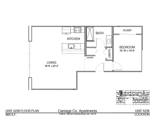 Floor plan c1-866 - 1 bed, 1 bath