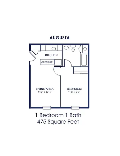 Floor plan 1Bd/1Ba-Dn (AV)