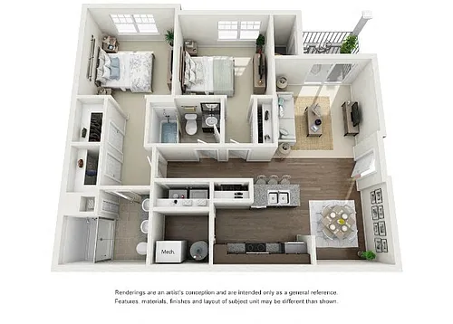 Floor plan Waterford, 2 Bed, 2 Bath