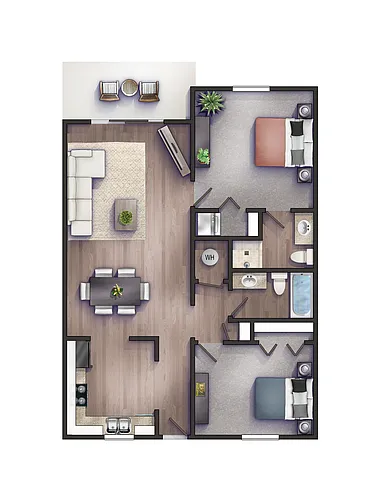 Floor plan Luxe - Two Bed Two bath