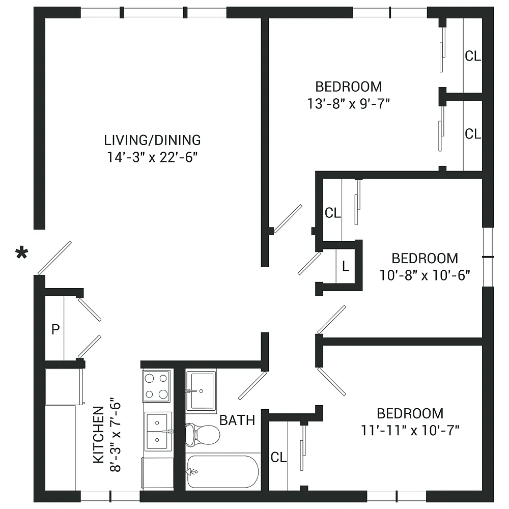 Floor plan Three Bedroom