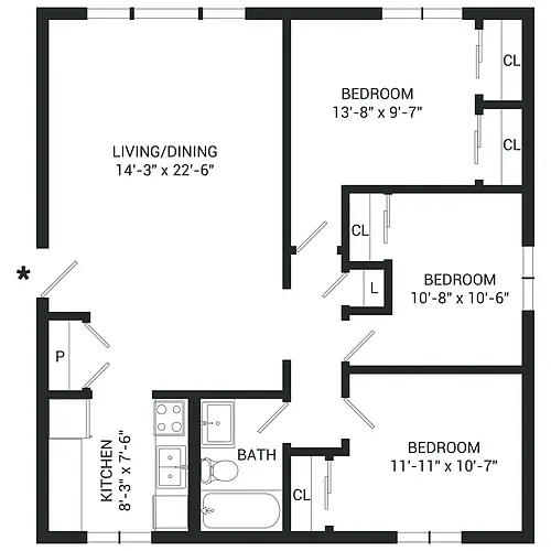 Floor plan Three Bedroom