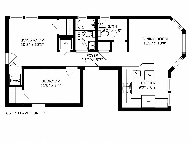 Floor plan 2 Bedroom - 1 Bathroom