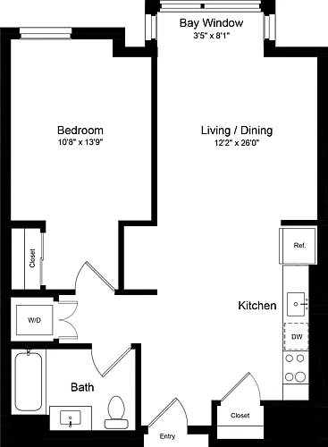 Floor plan 1 Bedroom M