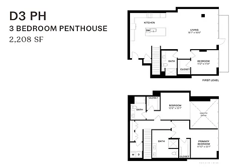 Floor plan Three Bedroom Penthouse D3 PH