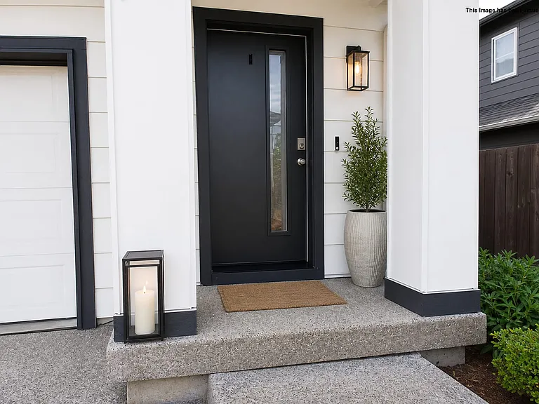 Welcoming entry, virtually staged.