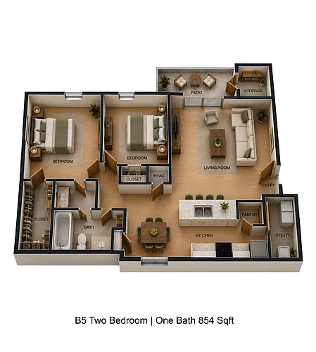 Floor plan 2 bedroom 1 bath