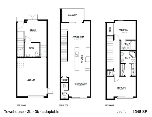 Floor plan Townhome 2x3 - Adaptable
