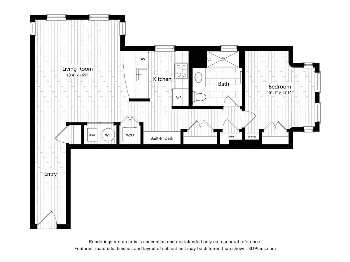 Floor plan Medium 1Bedroom 302