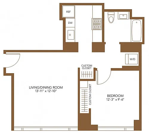 Floor plan 1 Bed 1 Bath