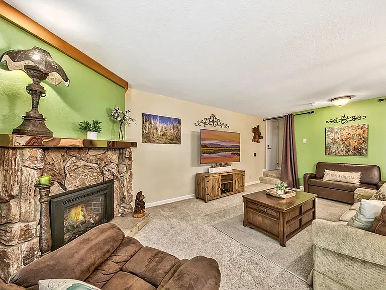 The family room was repainted to a neutral color after this photo was taken