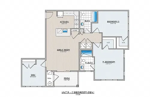 Floor plan 2 Bed 2 Bath w/ Den