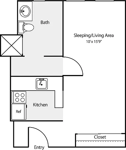 Floor plan Studio E Rehabbed