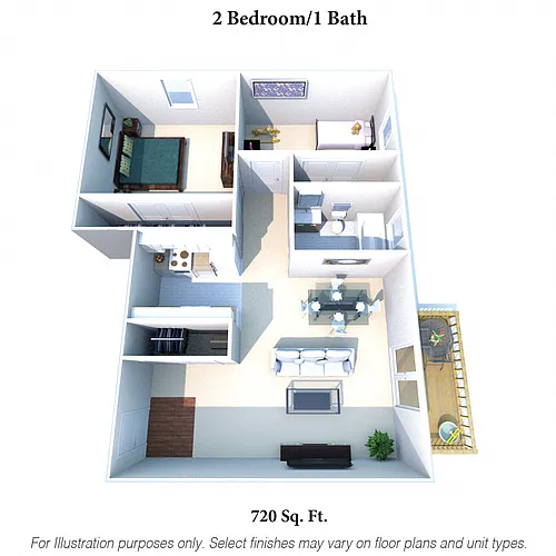 Floor plan 2 Bedrooms 1 Bath - 720SqFt