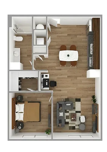 Floor plan 1X1 (A-1a; Type B)