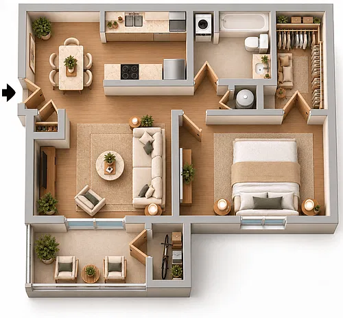 Floor plan One Bedroom Flat
