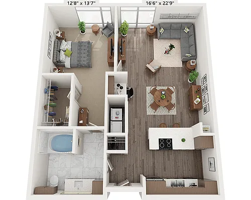 Floor plan One Bedroom A1H