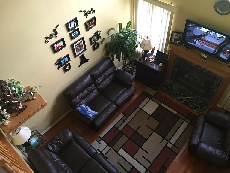 Family room with high ceiling