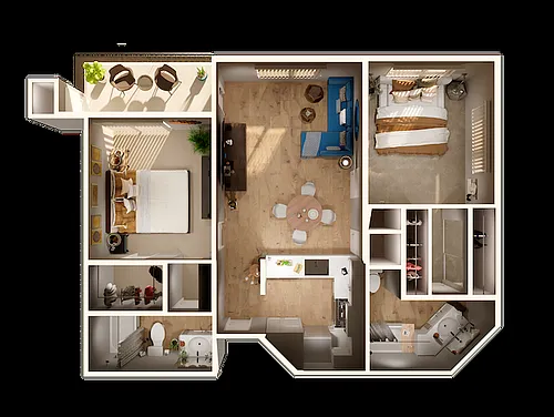 Floor plan 2 Bed/2 Bath small