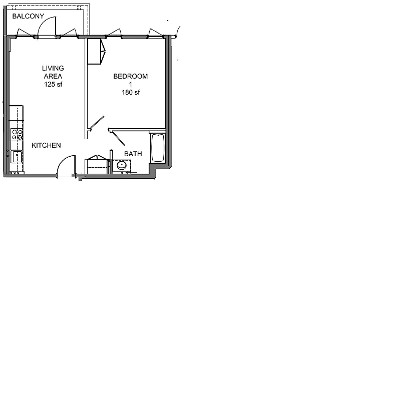 Floor plan Furnished Modern Large Penthouse 1 Bed W Balcony