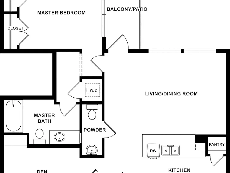 1 BD / 1.5 BA 908 SF