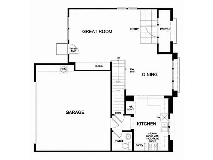 Builder's Map of First floor - 122 Barnhill Dr