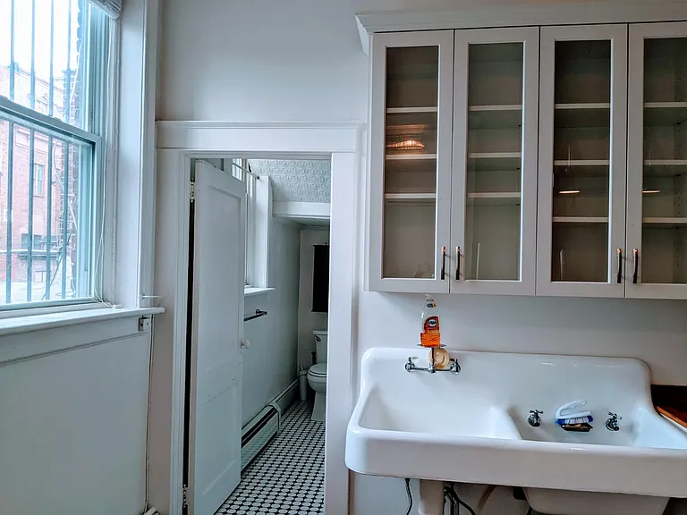 kitchen, entry to bathroom