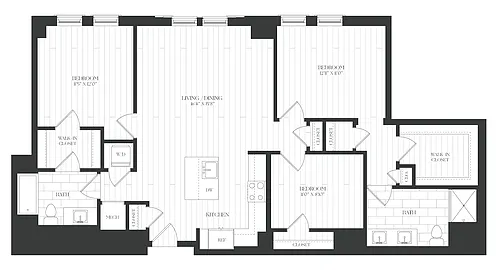 Floor plan JR 3 Bed/2 Bath-3JR-2-The Claude