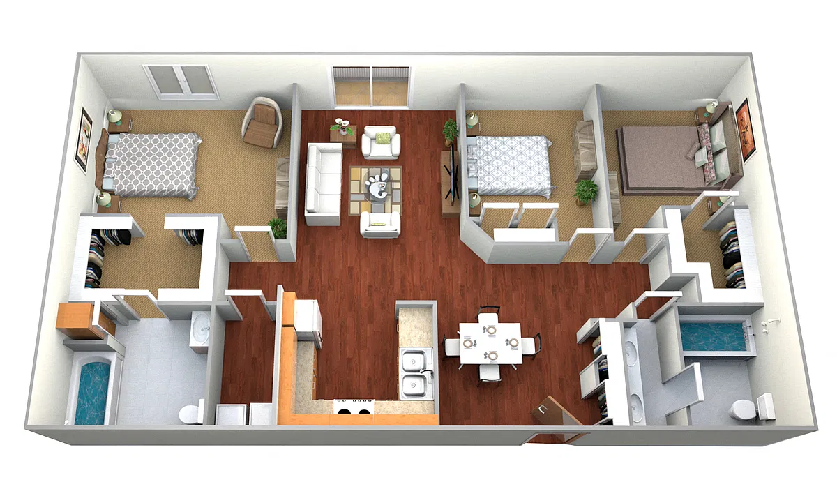 Floor plan 3 Bedroom, 2 Bathroom