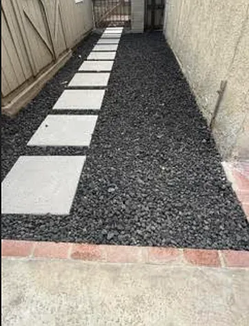 New stone path side yard