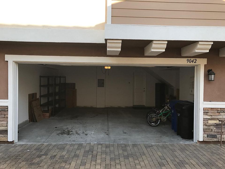 garage with storage shelves