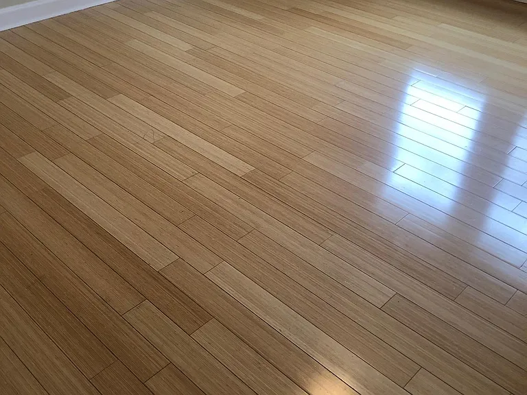 Spacious bedroom with gleaming hardwood floors