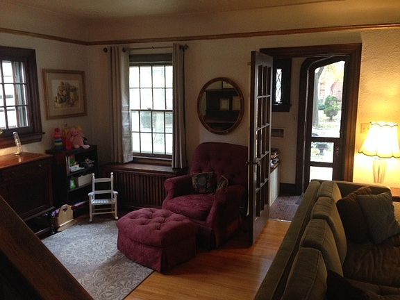 Living room big enough for several seating spaces!
